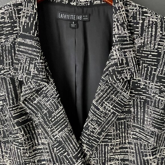 Lafayette 148 3/4 Length Lightweight Woven Abstract Jacket Trench Coat Size 4 - Picture 2 of 8